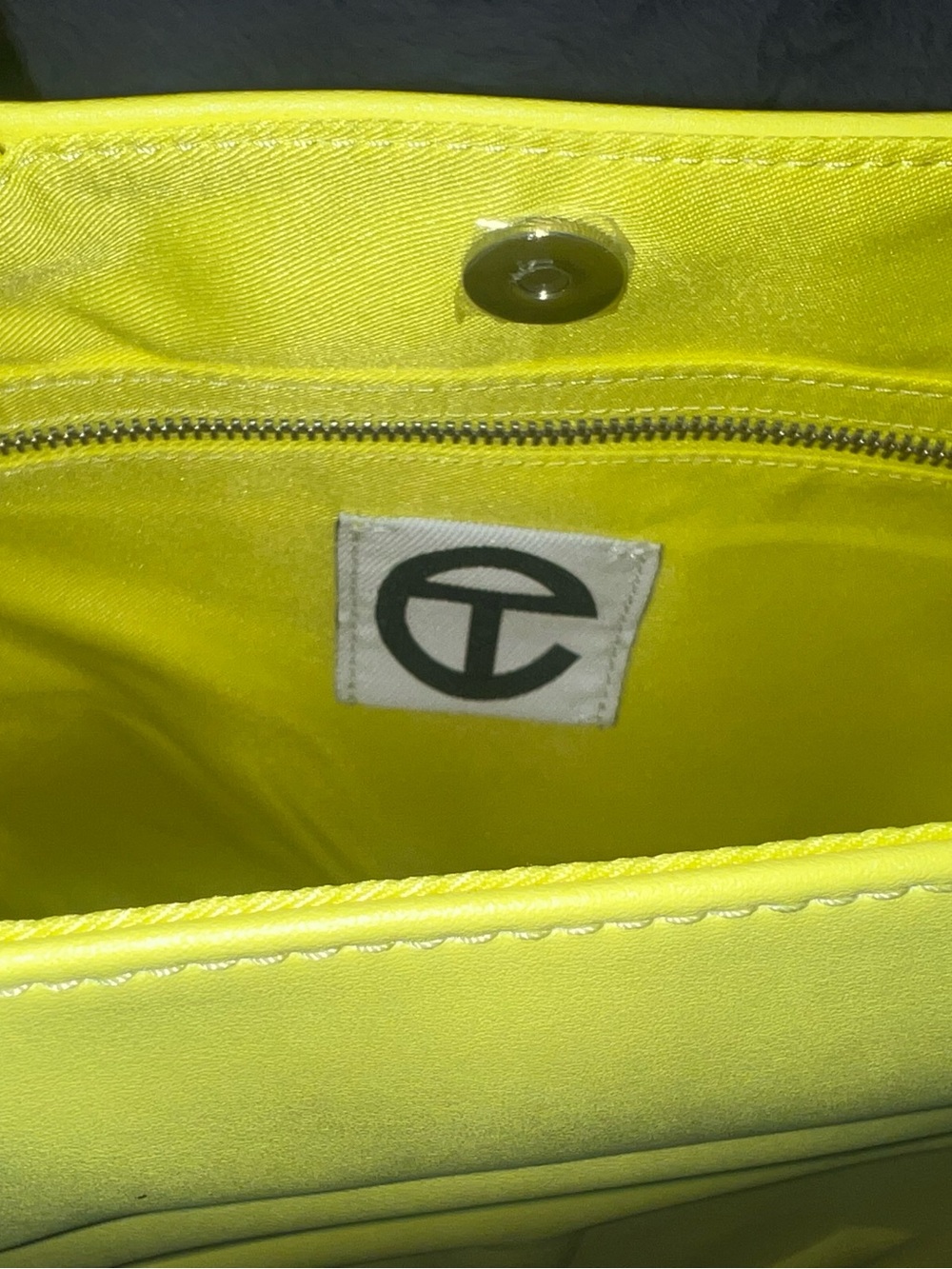 Neon highlighter Yellow T Logo Tote Bag by Telfar - Picture 4 of 11